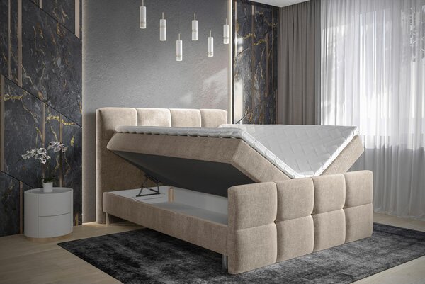 POSTELJA Z VZMETNICO 160 cm x 200 cm , tekstil rjavosiva