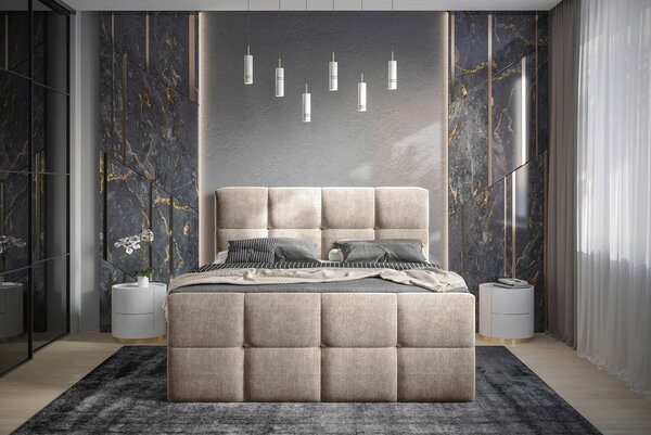 POSTELJA Z VZMETNICO 160 cm x 200 cm , tekstil rjavosiva