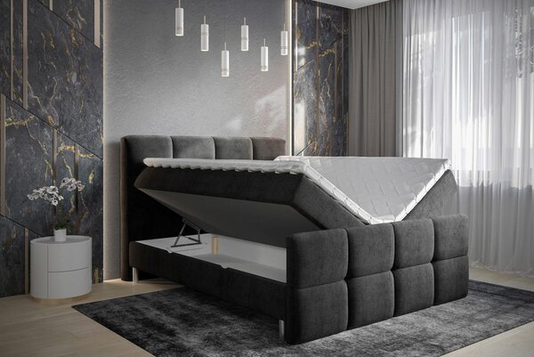 POSTELJA Z VZMETNICO 146 cm x 200 cm , tekstil antracit