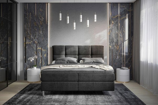 POSTELJA Z VZMETNICO 160 cm x 200 cm , tekstil antracit