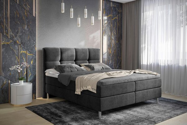 POSTELJA Z VZMETNICO 160 cm x 200 cm , tekstil antracit