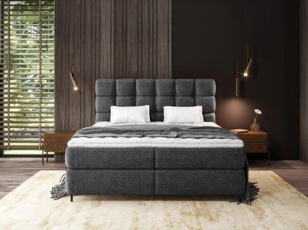 BOXSPRING POSTELJA 180 cm x 200 cm , tekstil črna