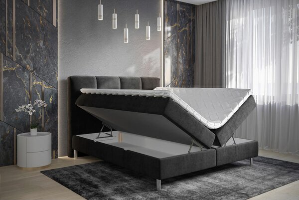 POSTELJA Z VZMETNICO 160 cm x 200 cm , tekstil antracit