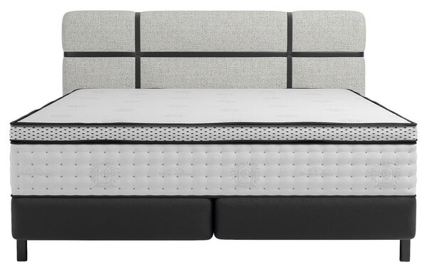 BOXSPRING POSTELJA 160 cm x 200 cm , tekstil antracit, krem barve