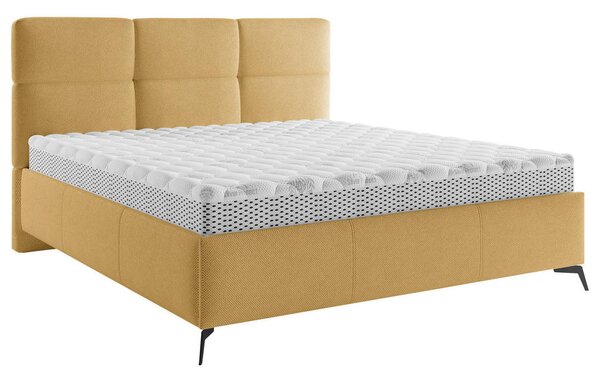OBLAZINJENA POSTELJA 140 cm x 200 cm , tekstil gorčično rumena