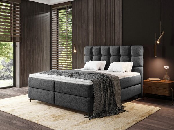 BOXSPRING POSTELJA 180 cm x 200 cm , tekstil črna