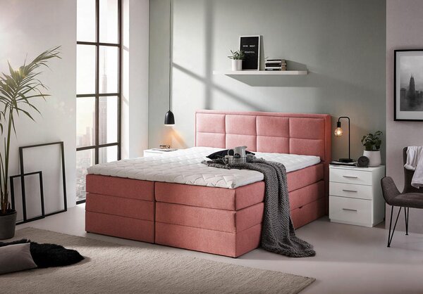 BOXSPRING POSTELJA 140 cm x 200 cm , tekstil barve korale