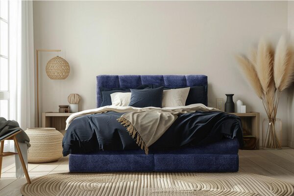 BOXSPRING POSTELJA 160 cm x 200 cm , tekstil modra