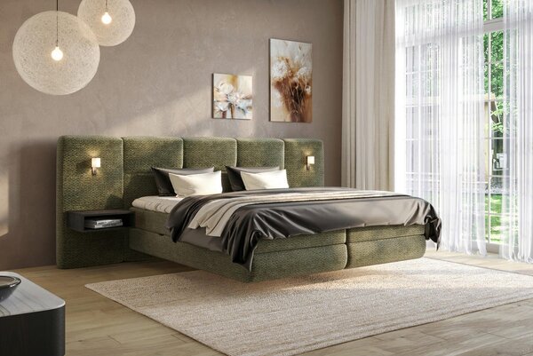BOXSPRING POSTELJA 140 cm x 200 cm , tekstil zelena