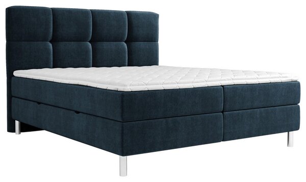POSTELJA Z VZMETNICO 160 cm x 200 cm , tekstil temno modra