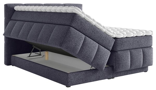 BOXSPRING POSTELJA 140 cm x 200 cm , tekstil temno modra