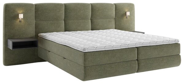 BOXSPRING POSTELJA 140 cm x 200 cm , tekstil zelena