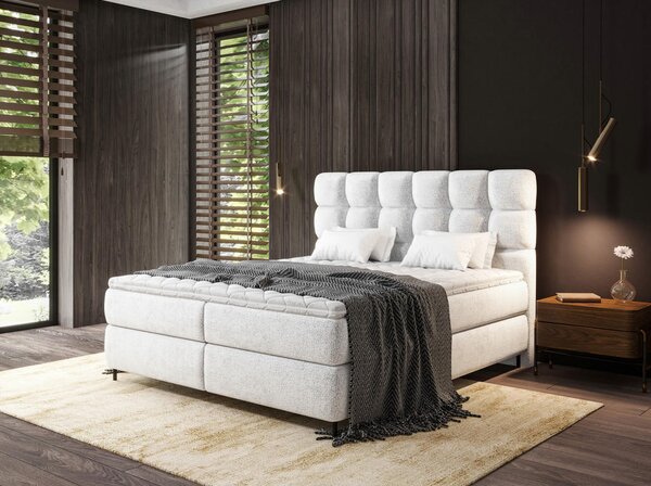 BOXSPRING POSTELJA 180 cm x 200 cm , tekstil bela
