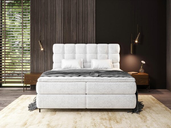 BOXSPRING POSTELJA 180 cm x 200 cm , tekstil bela