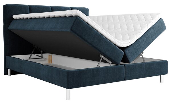 POSTELJA Z VZMETNICO 160 cm x 200 cm , tekstil temno modra