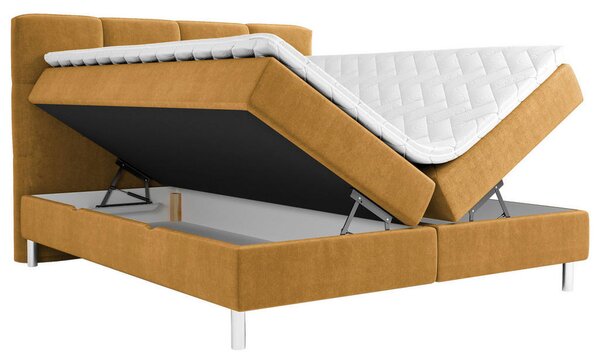 POSTELJA Z VZMETNICO 160 cm x 200 cm , tekstil oranžna, barve karija