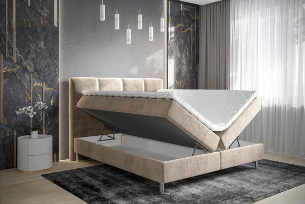 POSTELJA Z VZMETNICO 180 cm x 200 cm , tekstil rjavosiva