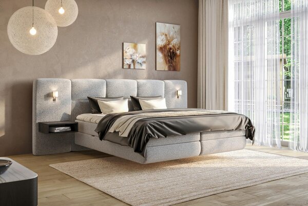 BOXSPRING POSTELJA 140 cm x 200 cm , tekstil siva