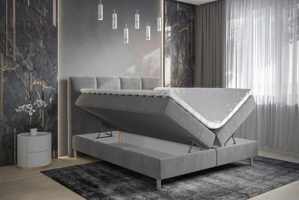 POSTELJA Z VZMETNICO 140 cm x 200 cm , tekstil siva