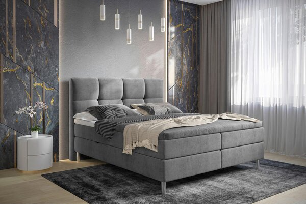 POSTELJA Z VZMETNICO 140 cm x 200 cm , tekstil siva