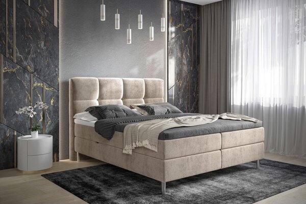 POSTELJA Z VZMETNICO 180 cm x 200 cm , tekstil rjavosiva
