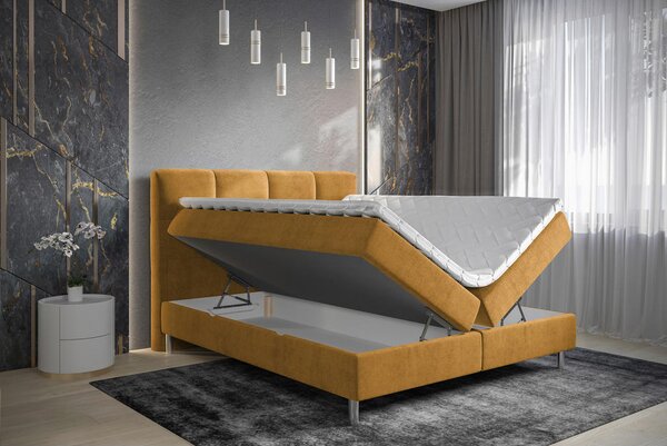 POSTELJA Z VZMETNICO 160 cm x 200 cm , tekstil oranžna, barve karija