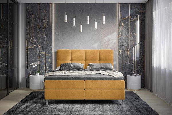 POSTELJA Z VZMETNICO 160 cm x 200 cm , tekstil oranžna, barve karija