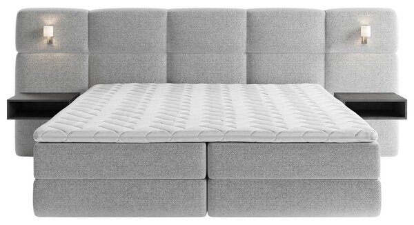 BOXSPRING POSTELJA 140 cm x 200 cm , tekstil siva