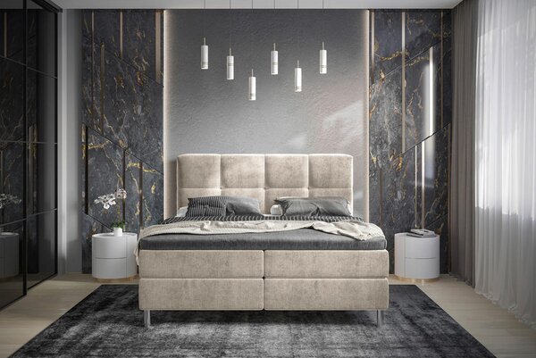 POSTELJA Z VZMETNICO 180 cm x 200 cm , tekstil rjavosiva
