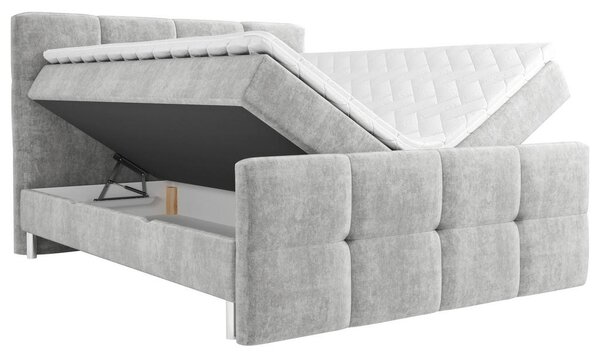 POSTELJA Z VZMETNICO 160 cm x 200 cm , tekstil svetlo siva
