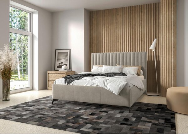 OBLAZINJENA POSTELJA 140 cm x 200 cm , tekstil krem barve