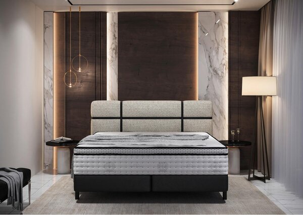 BOXSPRING POSTELJA 160 cm x 200 cm , tekstil antracit, krem barve