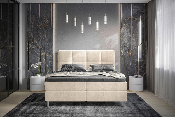 POSTELJA Z VZMETNICO 140 cm x 200 cm , tekstil bež