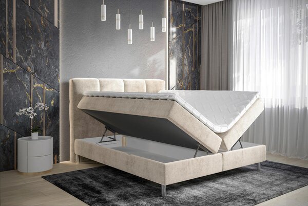 POSTELJA Z VZMETNICO 140 cm x 200 cm , tekstil bež