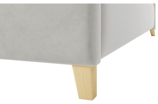 OBLAZINJENA POSTELJA 140 cm x 200 cm , tekstil, leseni material bež