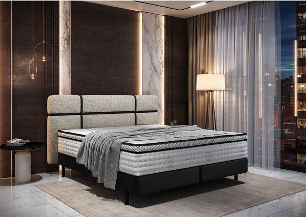 BOXSPRING POSTELJA 160 cm x 200 cm , tekstil antracit, krem barve