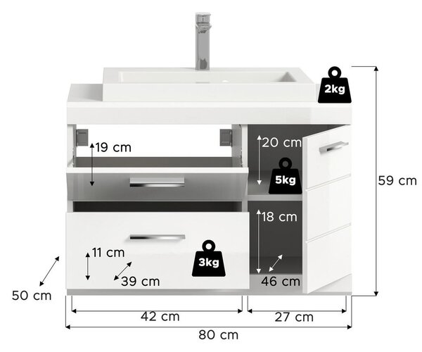 OMARICA ZA POD UMIVALNIK 80/65/50 cm