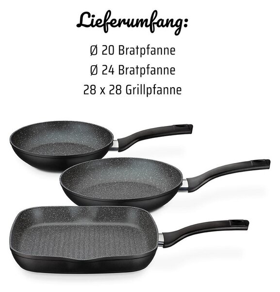 SET PONEV Gourmet Granit aluminij 3-delni