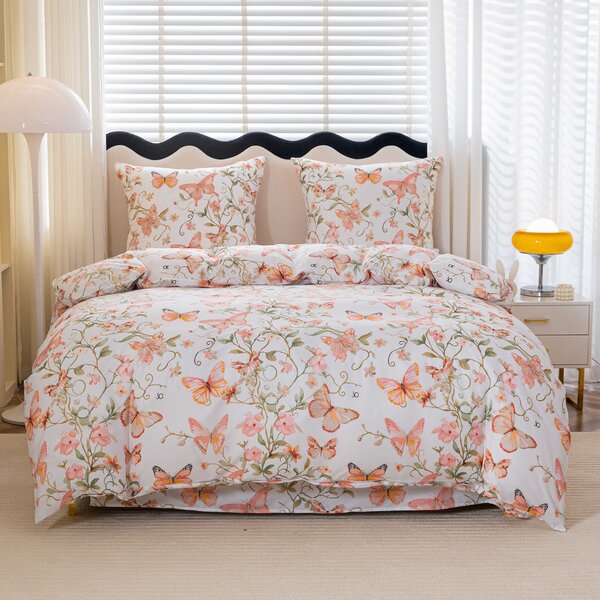 Posteljnina iz mikrovlaken ORANGE BUTTERFLY bela Dimenzije posteljnine: 70 x 80 cm | 140 x 200 cm