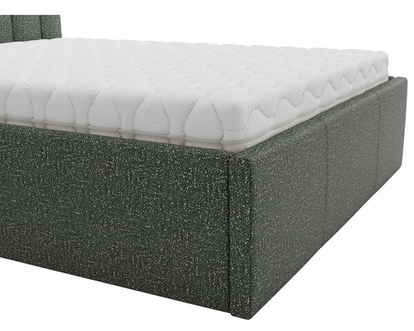 OBLAZINJENA POSTELJA 140 cm x 200 cm , tekstil temno zelena