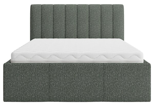 OBLAZINJENA POSTELJA 140 cm x 200 cm , tekstil temno zelena