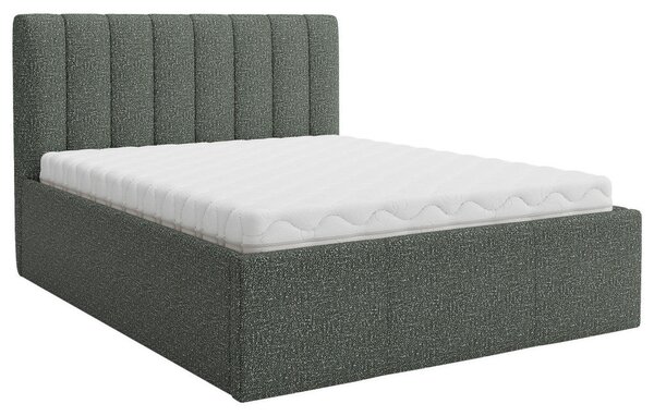 OBLAZINJENA POSTELJA 140 cm x 200 cm , tekstil temno zelena