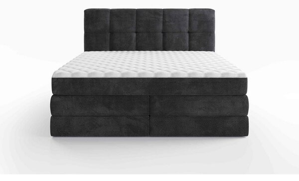 BOXSPRING POSTELJA 180 cm x 200 cm , tekstil temno siva