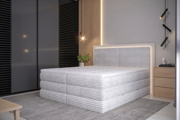 BOXSPRING POSTELJA 180 cm x 200 cm , tekstil svetlo siva