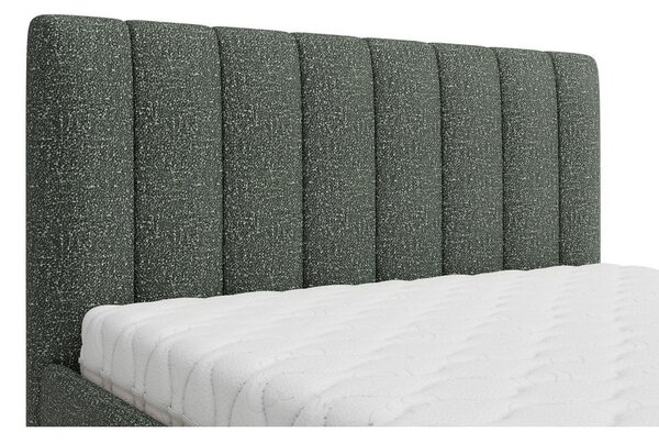 OBLAZINJENA POSTELJA 140 cm x 200 cm , tekstil temno zelena
