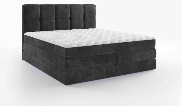 BOXSPRING POSTELJA 180 cm x 200 cm , tekstil temno siva