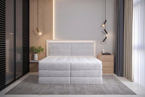 BOXSPRING POSTELJA 180 cm x 200 cm , tekstil svetlo siva