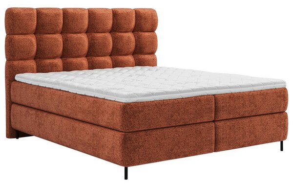 BOXSPRING POSTELJA 140 cm x 200 cm , tekstil opečnato rjava