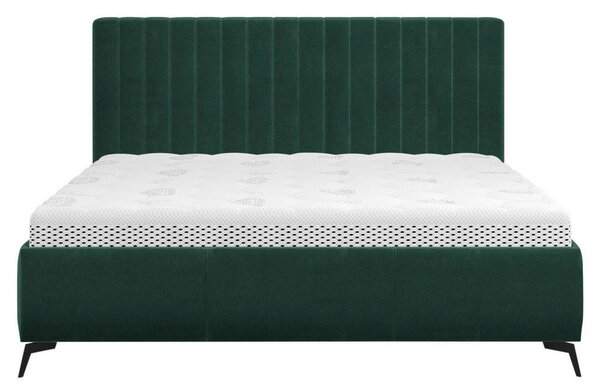 OBLAZINJENA POSTELJA 140 cm x 200 cm , tekstil gozdno zelena