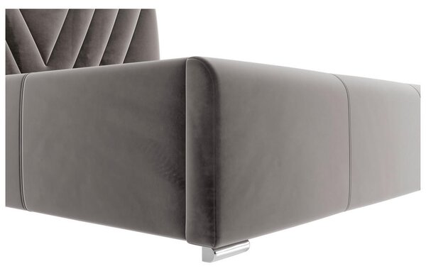 OBLAZINJENA POSTELJA 140 cm x 200 cm , tekstil temno siva